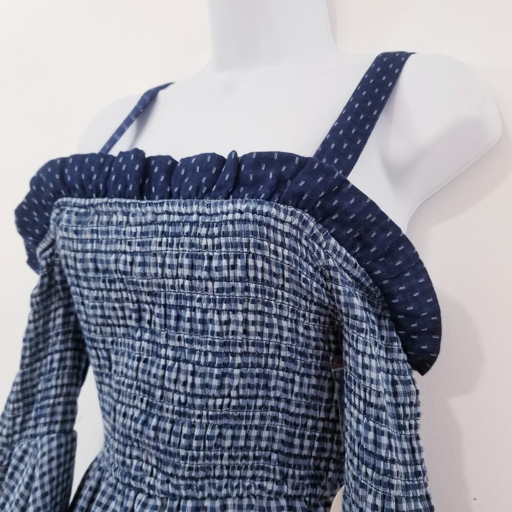 Tularosa Smocked Tiered Wide Sleeves Off Shoulder Mini Dress - Picture 5 of 12